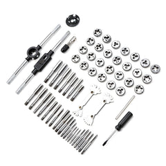 60pcs Metric and Imperial Thread Tap Die Set with Case Screw Wrench Kit Hand Tapping Tools