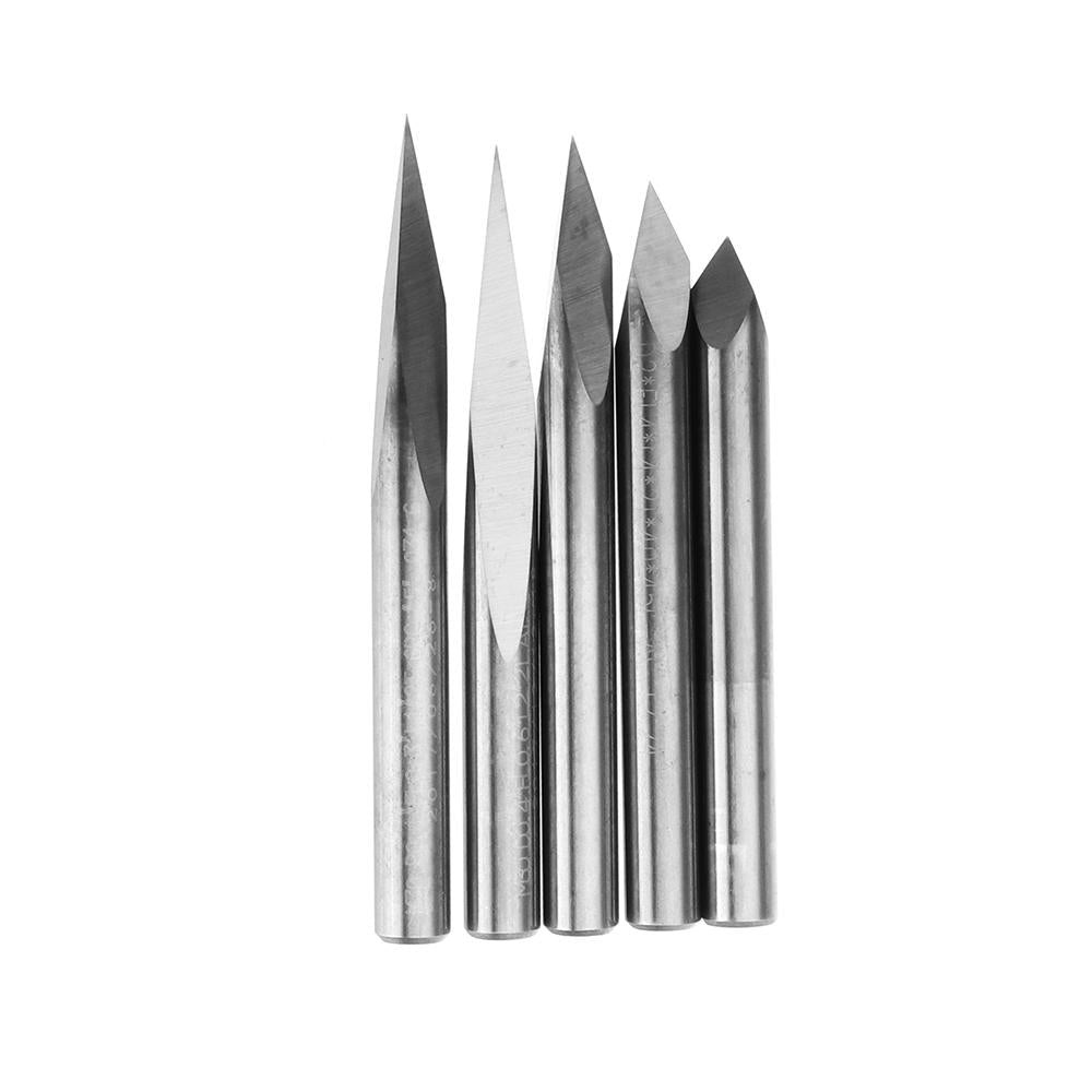 5pcs 4mm Shank 0.1mm Tip 15/20/30/45/60 Degree Tungsten Steel Engraving Bit CNC Tool
