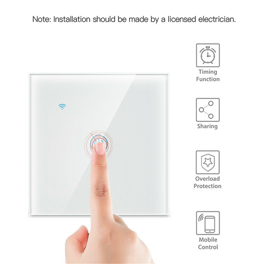 WIFI 2.4GHZ 1/2/3 Gang Touch Switch Two-wire Shared Panel Home Lighting Work with Alexa Google Home