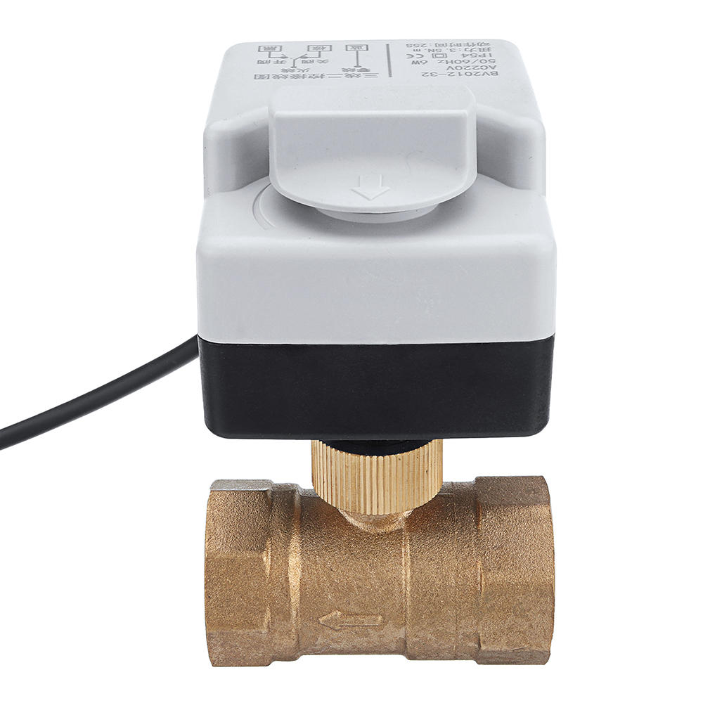 AC 220V 1/2" 3/4" 1" 1-1/4" Motorized Electric Brass Ball Valves 2 Way 3 Wires Full Port Valve