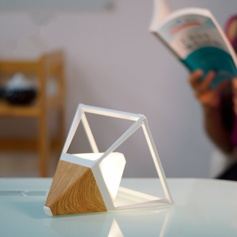 Diffuser LED Night Light USB Interface Charging Wall Lamp Art Pyramid Shape 2200mAh Battery Life