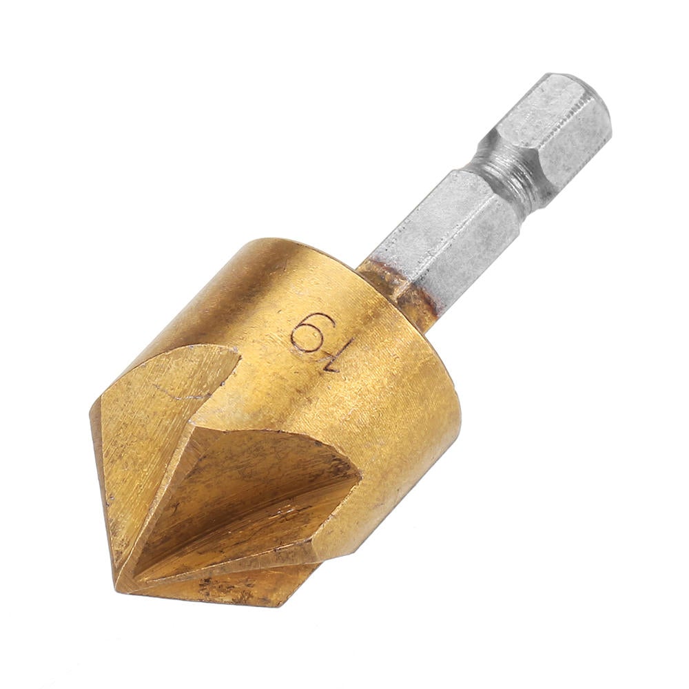 3pcs/Set 5 Flutes 90 Dgree Chamfer Cutter 1/4" Shank 12/16/19mm Countersink Drill Bit Kit