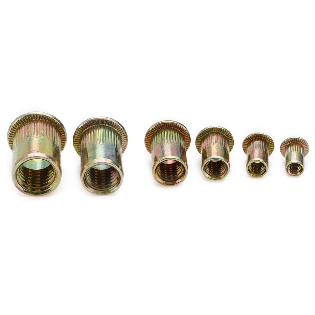 210pcs Zinc Plated Rivet Nut Mixed Metric Rivnut Threaded Flat Head Insert Rivetnut