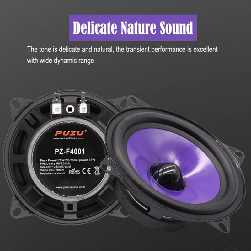 Full Range Frequency Car Audio Speaker Heavy Mid-bass4 Inch 70W Ultra-thin Modified Speaker Non-destructive Installation