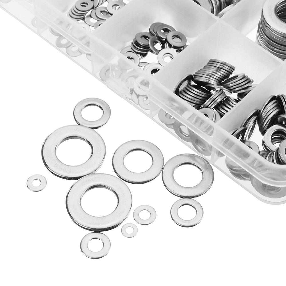 400Pcs 304 Stainless Steel Flat Washer Round Assortment Set M2/2.5/3/4/5/6/8/10