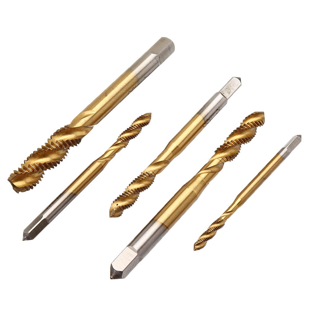 M3-M12 Hand Spanner with 5pcs Titanium Coated M3-M8 Spiral Screw Tap Set