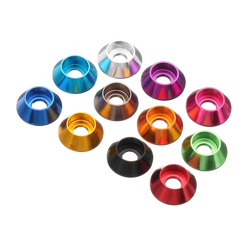 10Pcs M3 Cup Head Hex Screw Gasket Washer Nuts Aluminum Alloy Multicolor