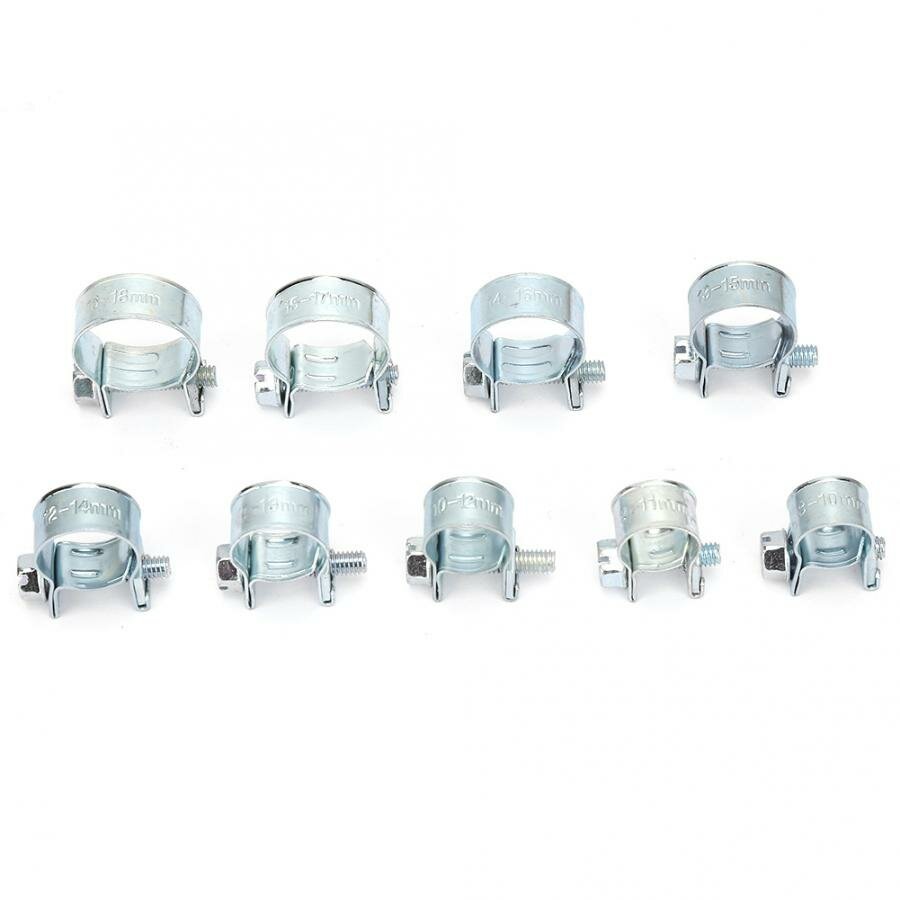 135PCS Hose Clips Zinc Plated Mini Fuel Hose Clamps Line Tube Pipe Clips 8-18mm clamps Hardware Tools