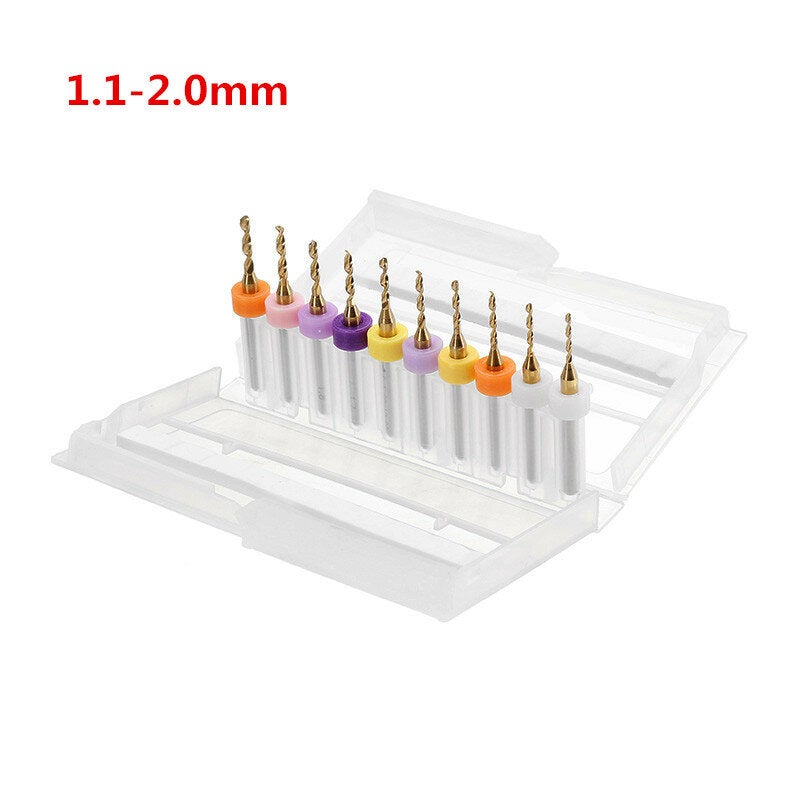 10pcs Titanium Coated Tungsten Carbide Micro PCB Drill Bits Set for PCB Circuit Board