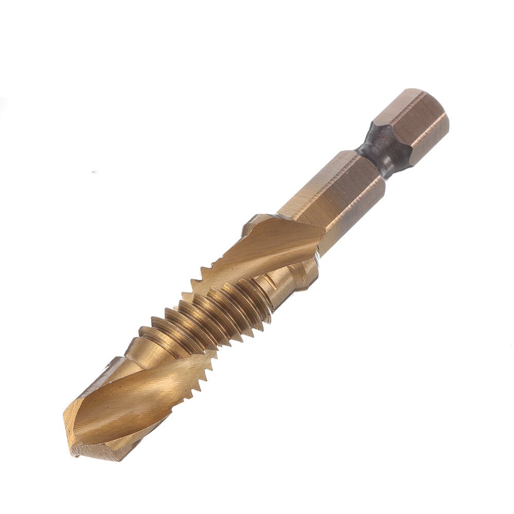 6Pcs M3-M10 Combination Drill Tap Bit HSS Titanium Coated Deburr Countersink Bits with Aotumatic Center Punch