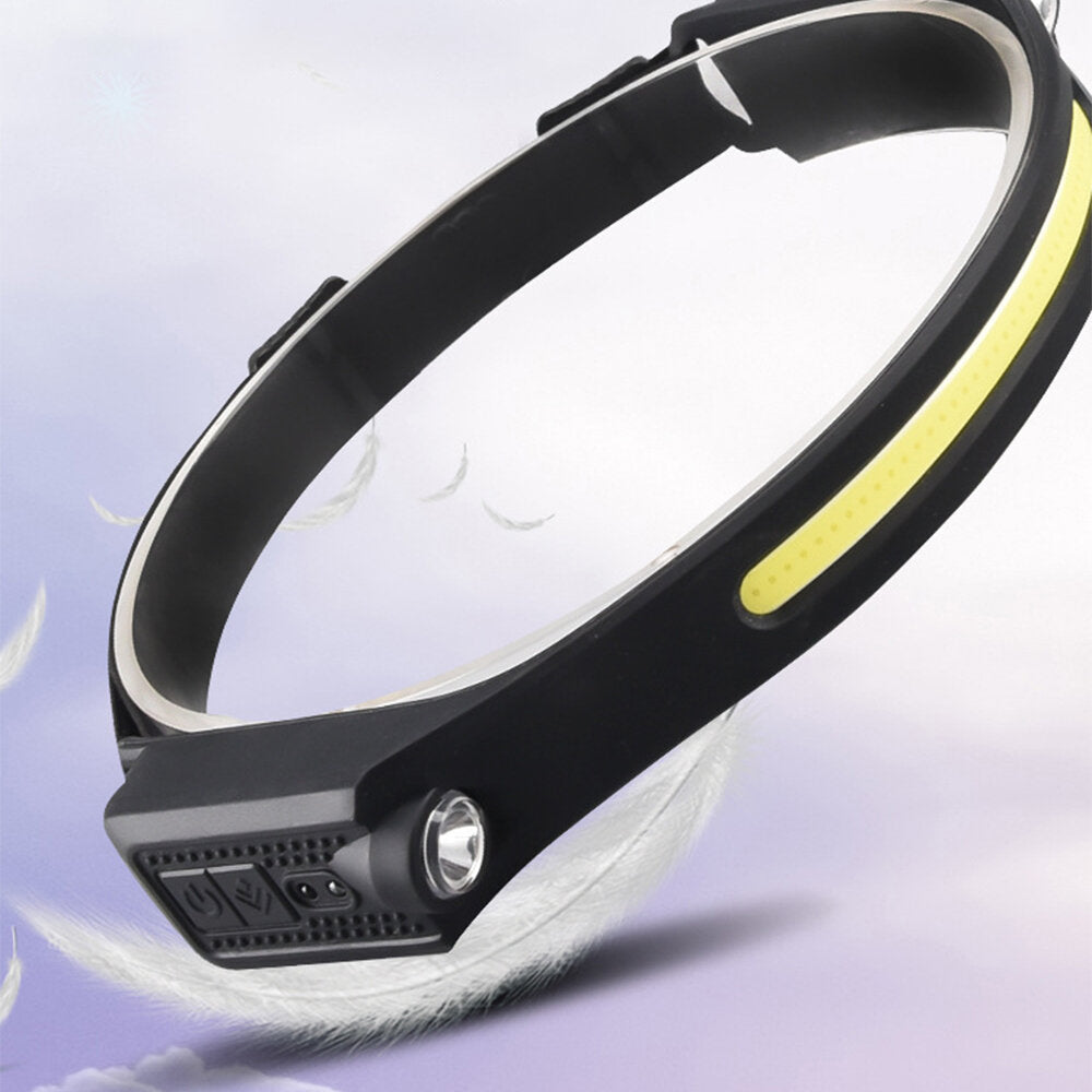 2XPE+COB Induction Headlight 1200mAh 270 Wide Range 350LM 5 Lighting Modes Type-C Rechargeable Head Torch