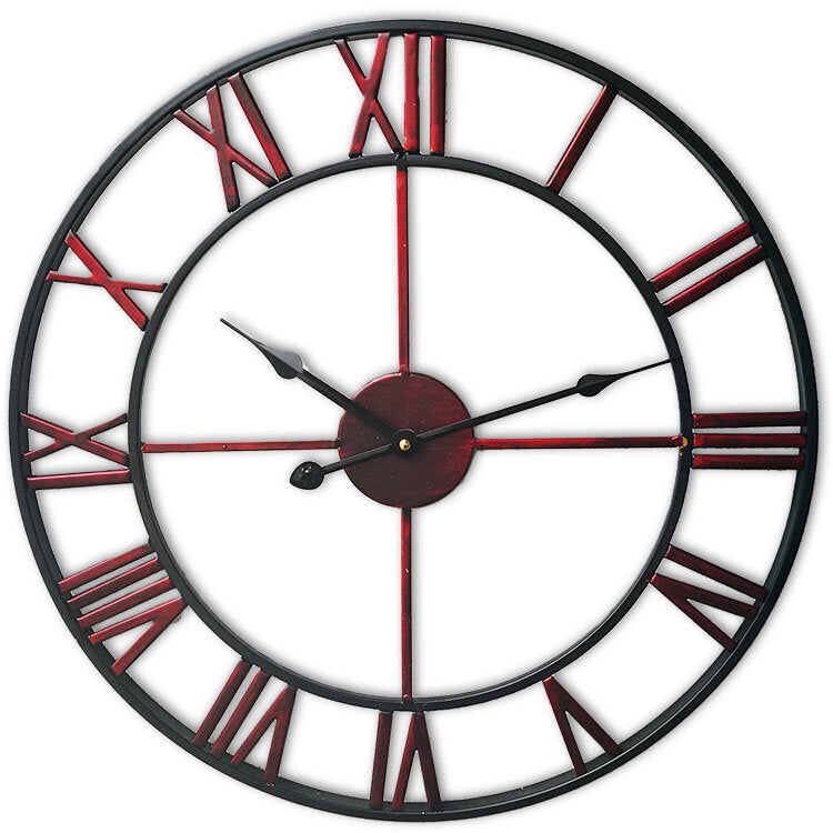 Creative Wall Clock Living Room Round Hollow Out Cafe Bar Wrought Metal Vintage Wall Clock