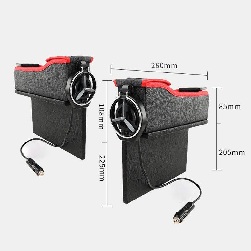 Car Seat Gap Storage Box Multifunctional Left/ Right USB Charging Leather
