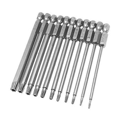 11pcs T6-T40 100mm Magnetic Torx Screwdriver Bits 1/4 Inch Hex Shank