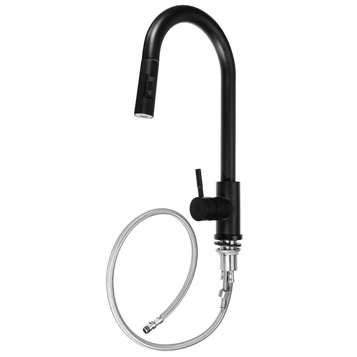 304 Stainless Steel Kitchen Pull Out Faucet Sprayer Black Paint Double-Feed Pipe Sensor Tap Thin Head Stretch