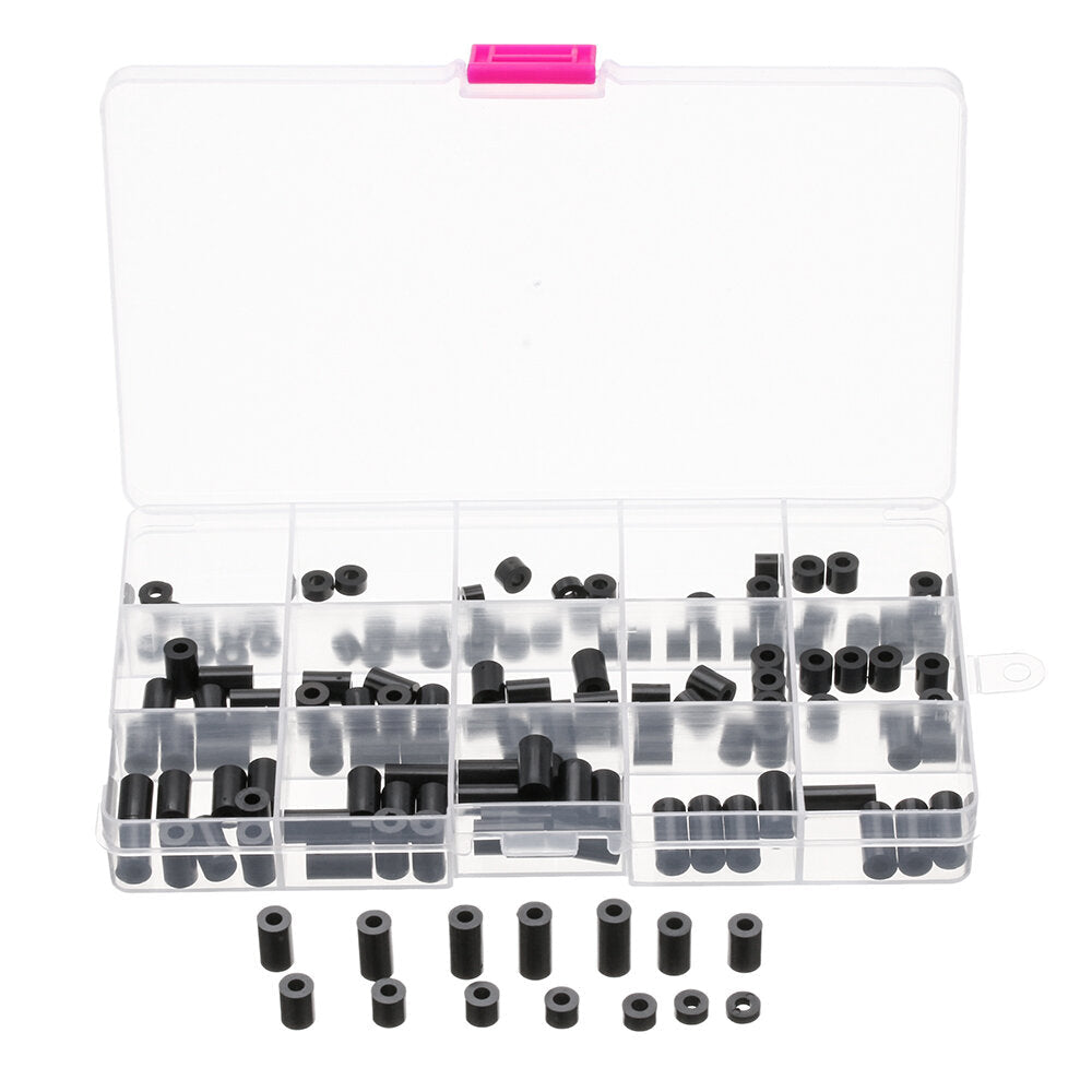 M3NR3 140Pcs M3 Black/White Nylon Round Column Non-Threaded Spacer Hollow PCB Standoff Set