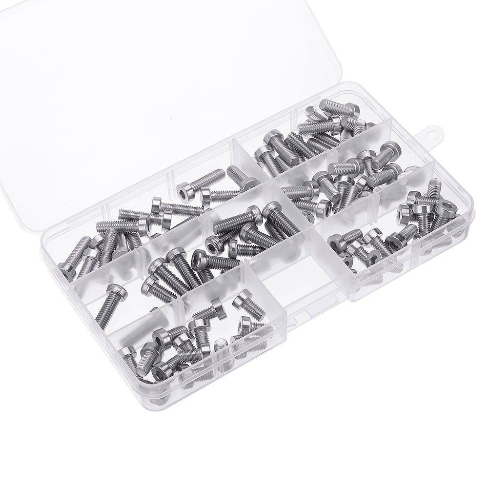 90Pcs M6 Hex Socket Thin Cap Head Low P rofile 304 Stainless Steel Screw Bolts Set 10-20mm