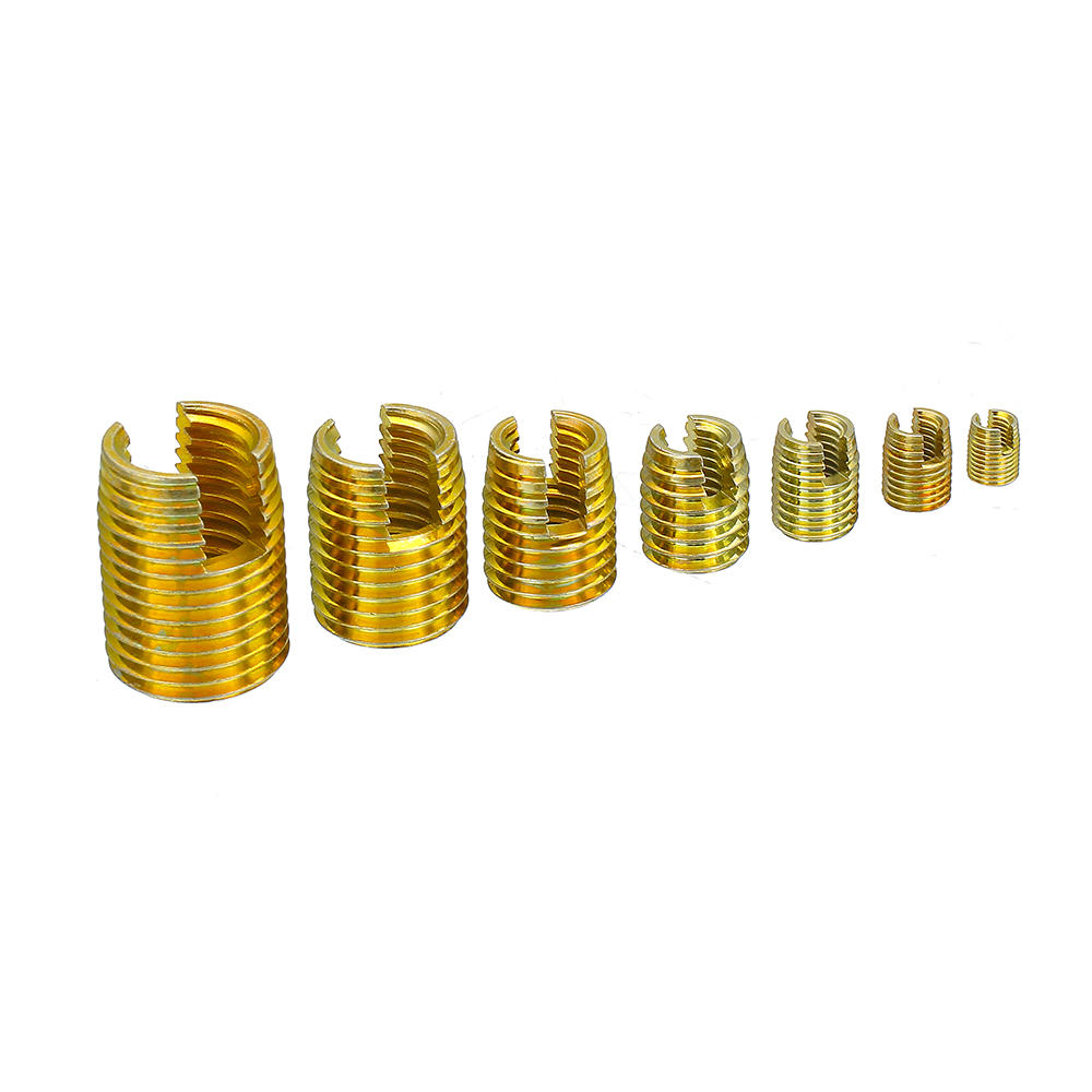 50Pcs/Set Carbon Steel M3-M12 Insert Self-tapping Thread Slotted Screw Thread Inserts Thread Nut Repair Kit