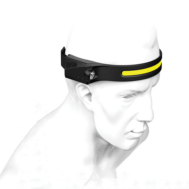 Wave Sensor 270 Wide Range 350LM LED Headlamp USB Rechargeable Head Torch COB Outdoor Cycling Adventure Fishing Flashlight Bike Headlamp