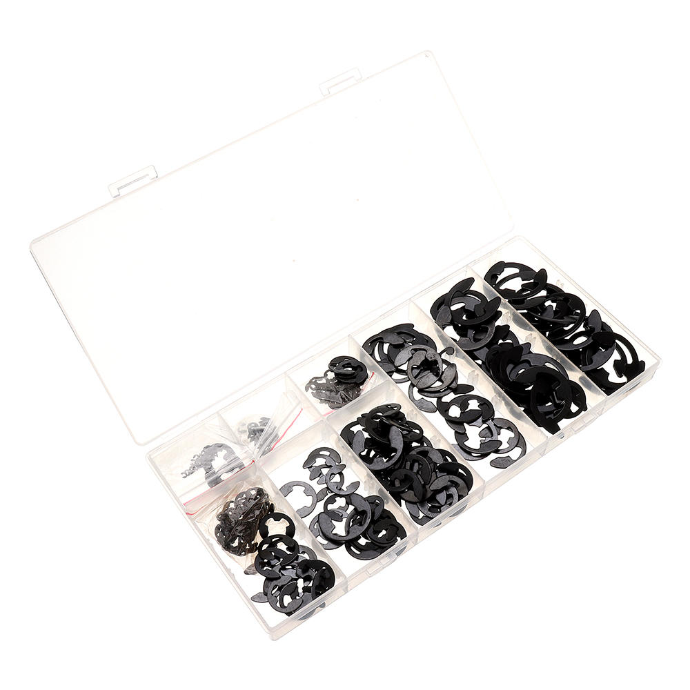 300Pcs Carbon E-Clip Black Oxide Finish Retaining Ring Circlip Tools Kit 1.5-22mm
