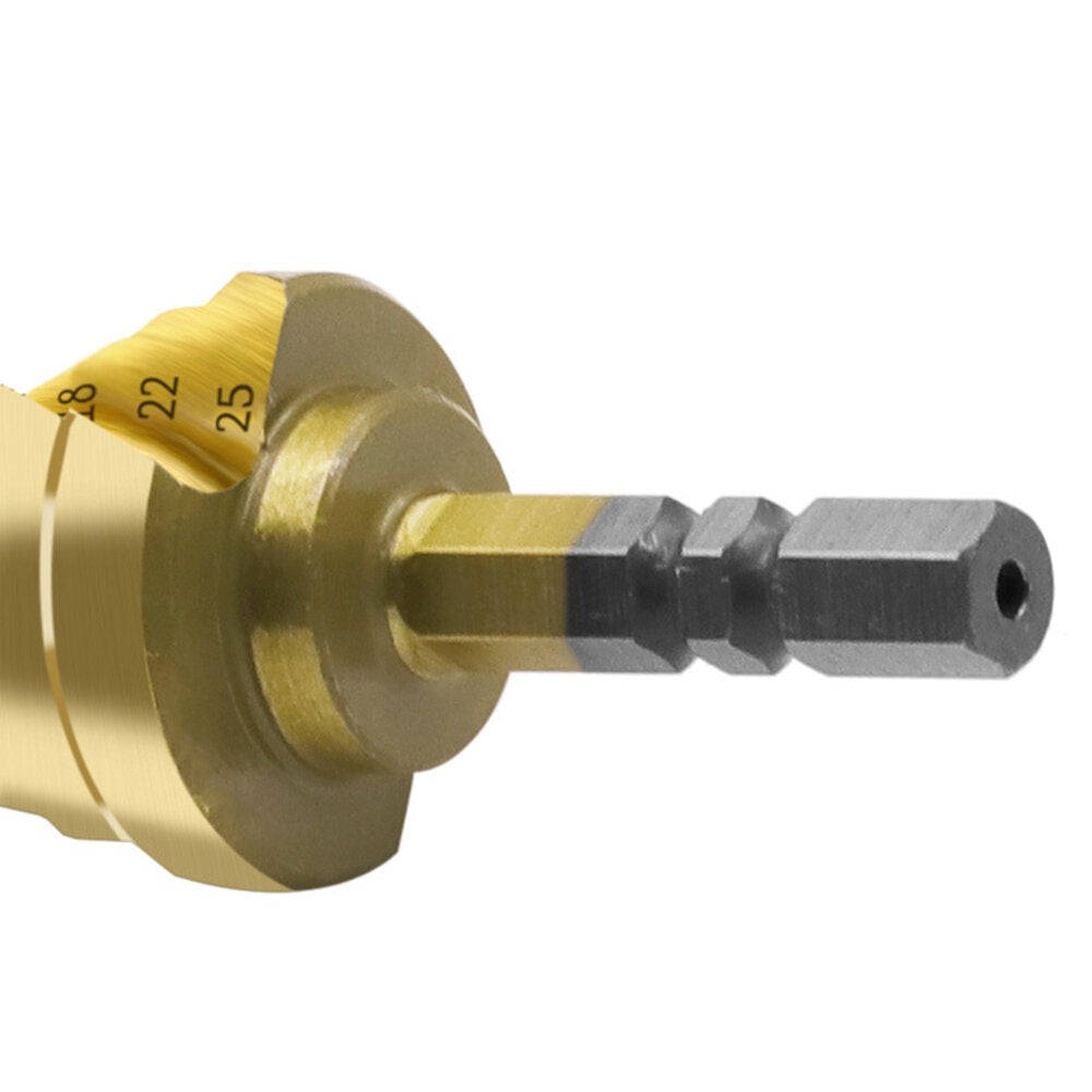 6.35mm Hex Shank HSS 4241 Titanium Coated Spiral Step Drill Bit For Hole Drilling Metal