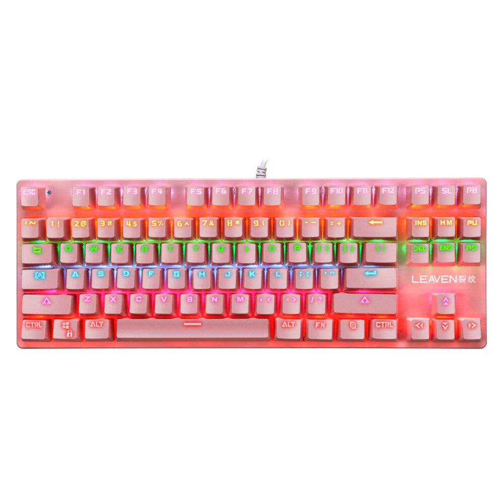87 Keys Wired Mechanical Keyboard Blue Switch Waterproof 19 RGB Backlight Gaming Keyboard for Windows XP/7/8/10
