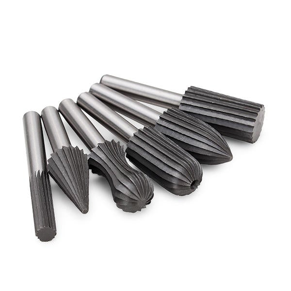 6pcs 6mm Shank Bearing Steel Engraving Grinding Bit Rotary Bur File Rasp Bit For Rotary Tools