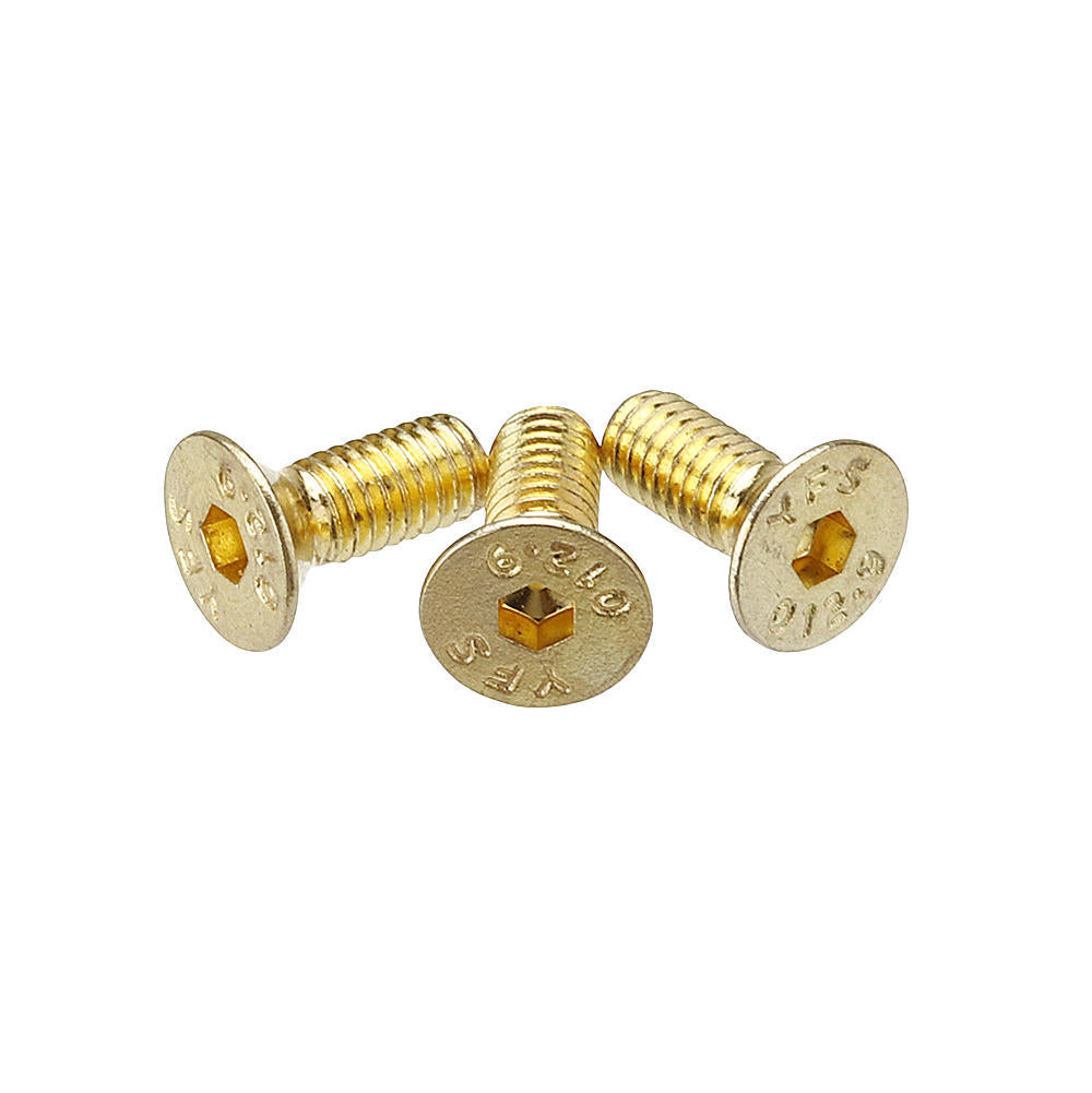 M4AH2 50Pcs Titanium Plated M4 Hex Socket Flat Countersunk Head Screws Alloy Steel 12.9 Grade Screw Bolt M4*10