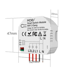 Mini WiFi Smart Light Switch 3 Gang 1/2 Way Module Smart Life/Tuya App Control Works with Amazon Alexa Google Home