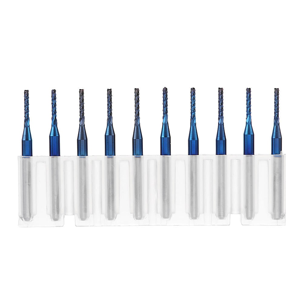 10pcs 0.8-3mm Titanium Coated with 1.6mm Blue Nano Engraving Milling Cutter Carbide Bits