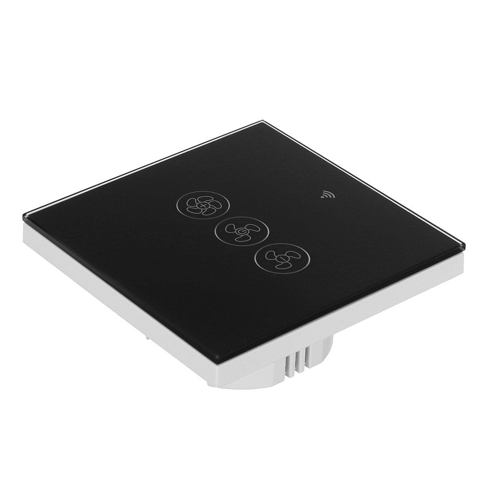 Black WiFi+RF433 Smart EU Ceiling Fan Switch Smart Life/Tuya App 2/3 Way Control Wireless Remote Control Works with Alexa and Google