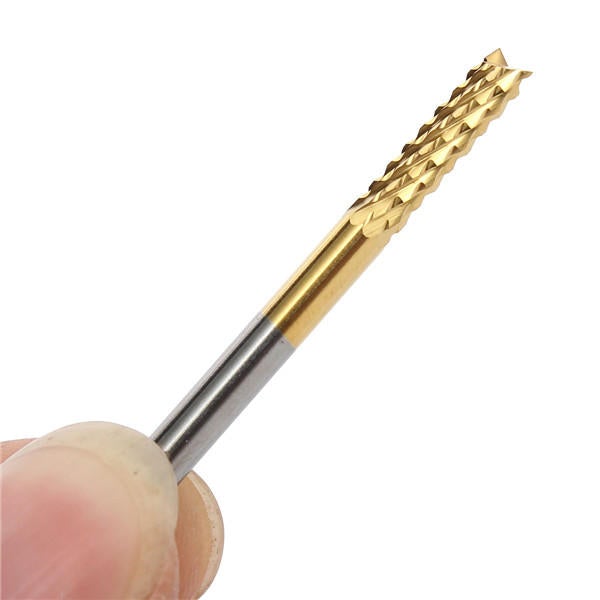 5pcs 3.175mm Titanium Coated Corn Milling Cutter Carbide Engraving Bit CNC PCB Rotary Burr