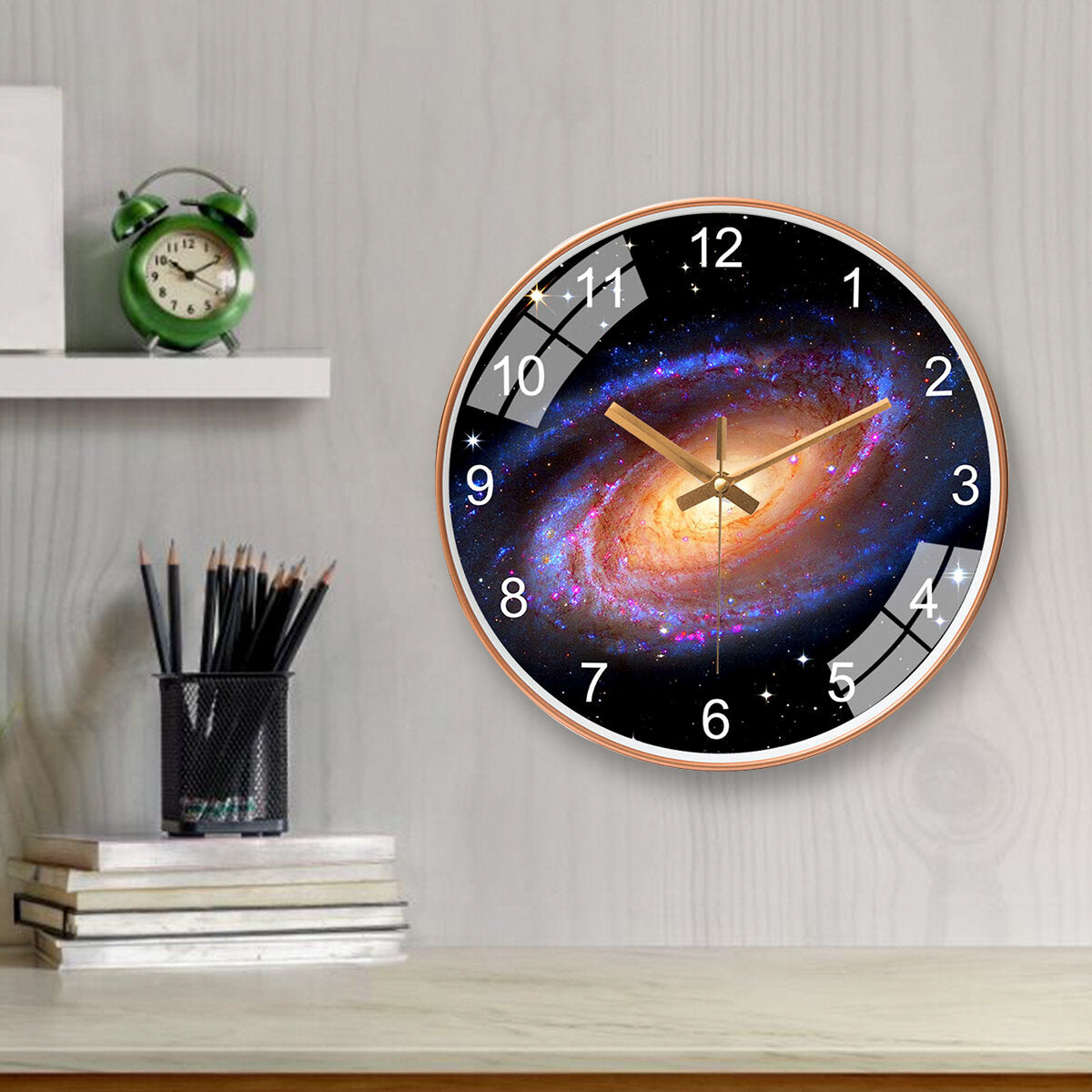 12 Inch/30cm Star Space Galaxy Wall Clock Silent Living Room Bedroom Creative Hanging Clock Home Office Ornament