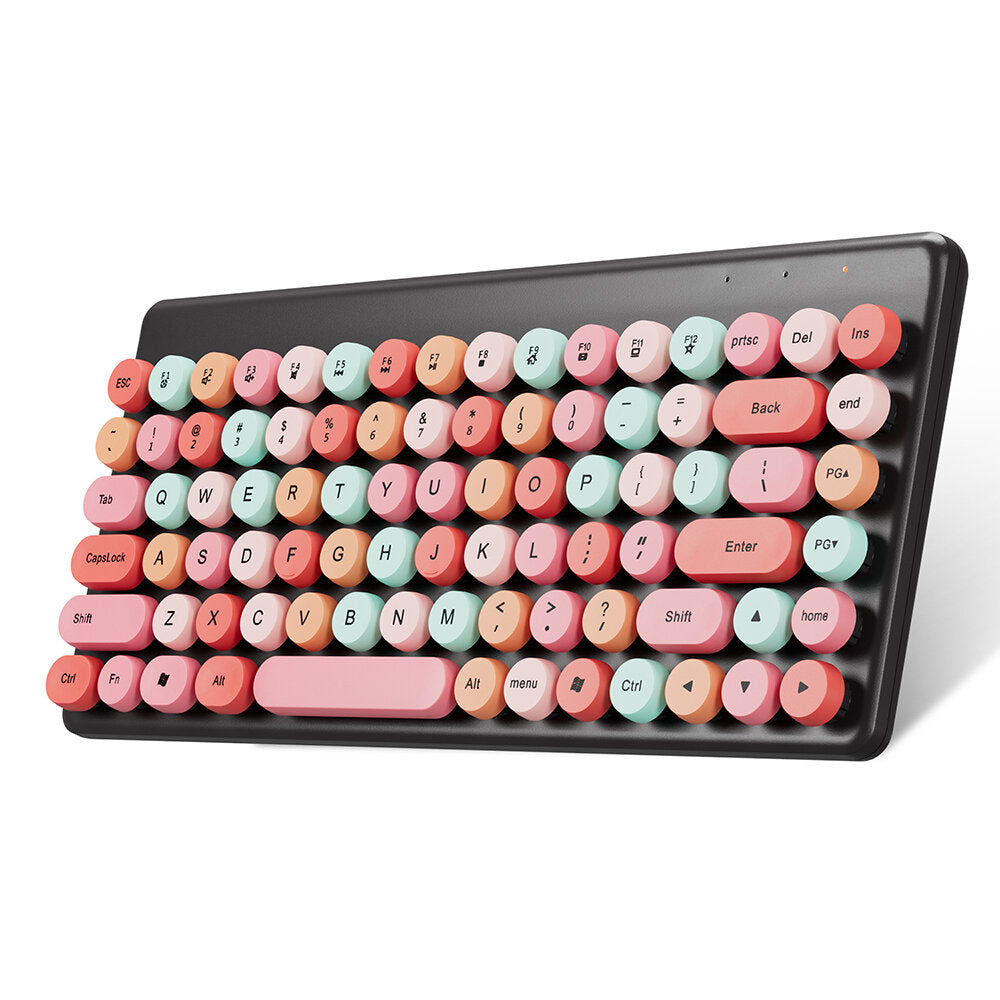 Wireless Keyboard Mouse Combo 2.4GHz Wireless 84-Keys Macaron Chocolate Round Keycaps Keyboard Office Mouse Set for Laptop PC