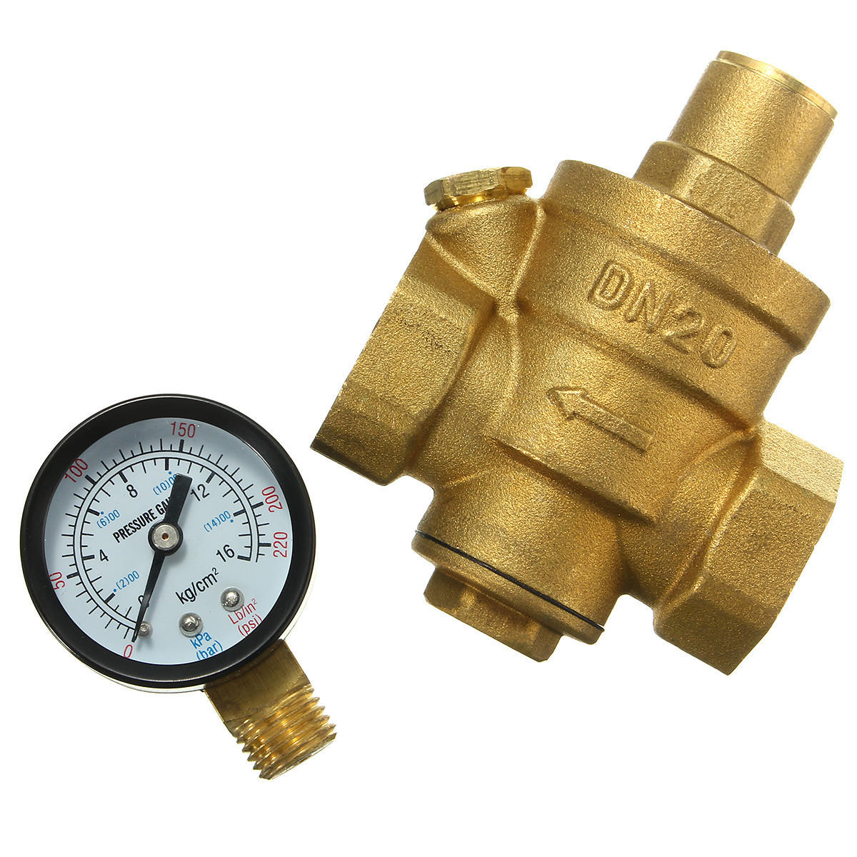 Adjustable Water Heater Pressure Reducing Valve with Gauge Meter Safety Relief Regulator Controller