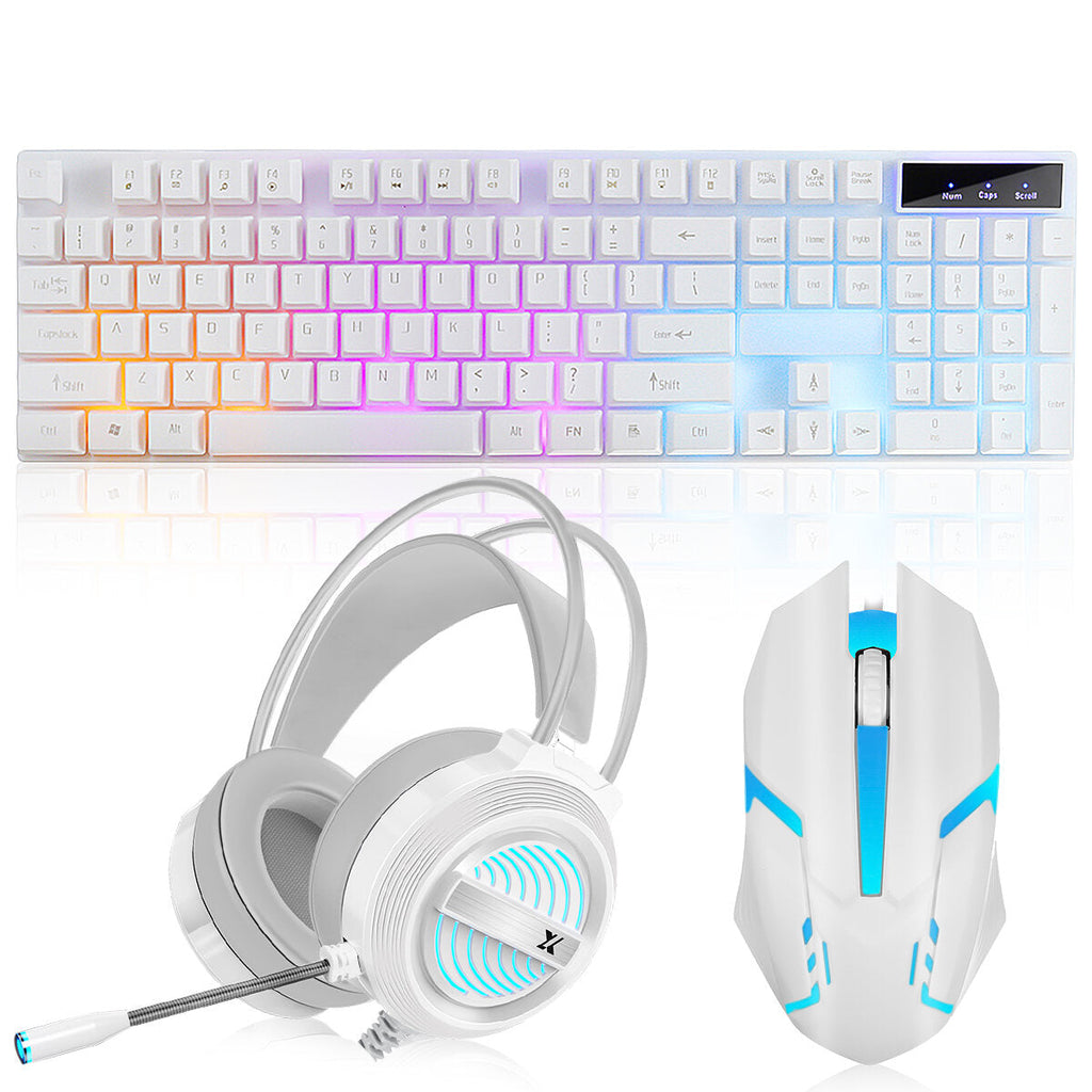 104 Keys RGB Backlit Waterproof Mechanical Feeling Keyboard and Wired Headset for Computer Gamer