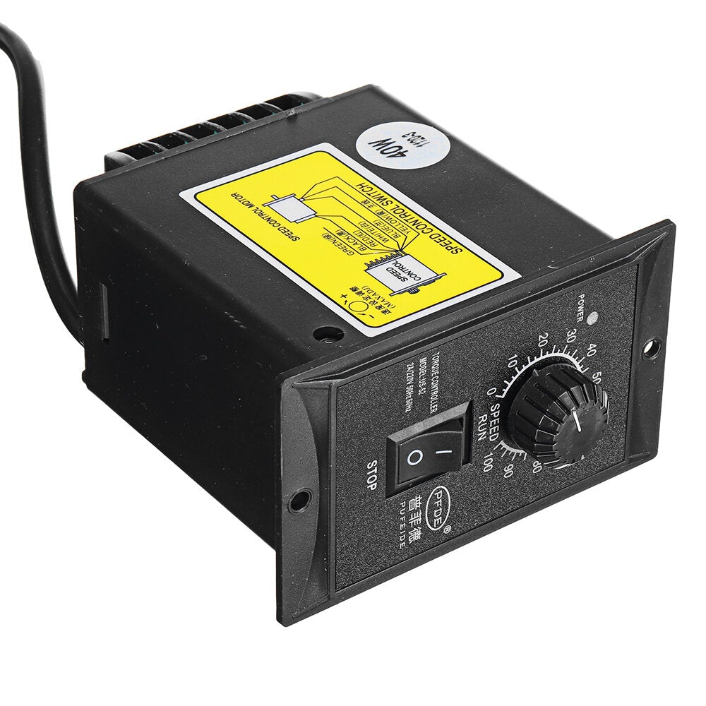 220V 40W 2.7-450RPM Variable Speed Motor AC Gear Reducer Motor Geared Motor 1:3-1:500 Reversible Gear