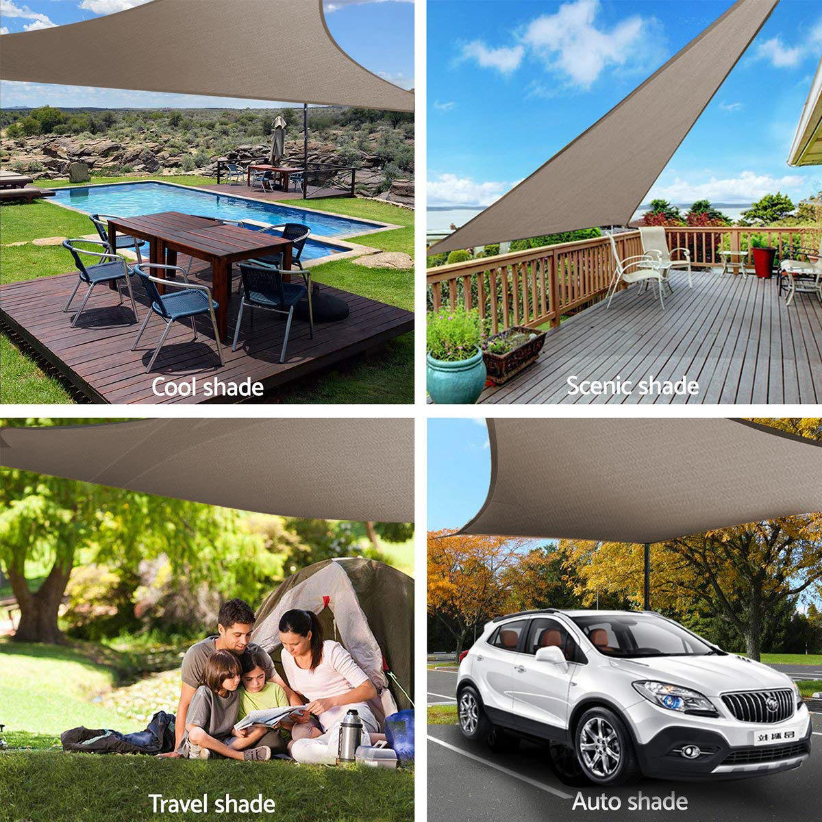 Heavy Duty Shade Sail Sun Outdoor Garden Patio Awning Canopy UV Protection Cover