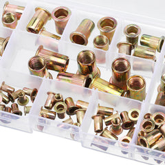 93Pcs Mixed Steel Rivet Nut Rivnuts Blindnuts Nutserts M3-M10 Nut Insert Rivet Assortment Kits