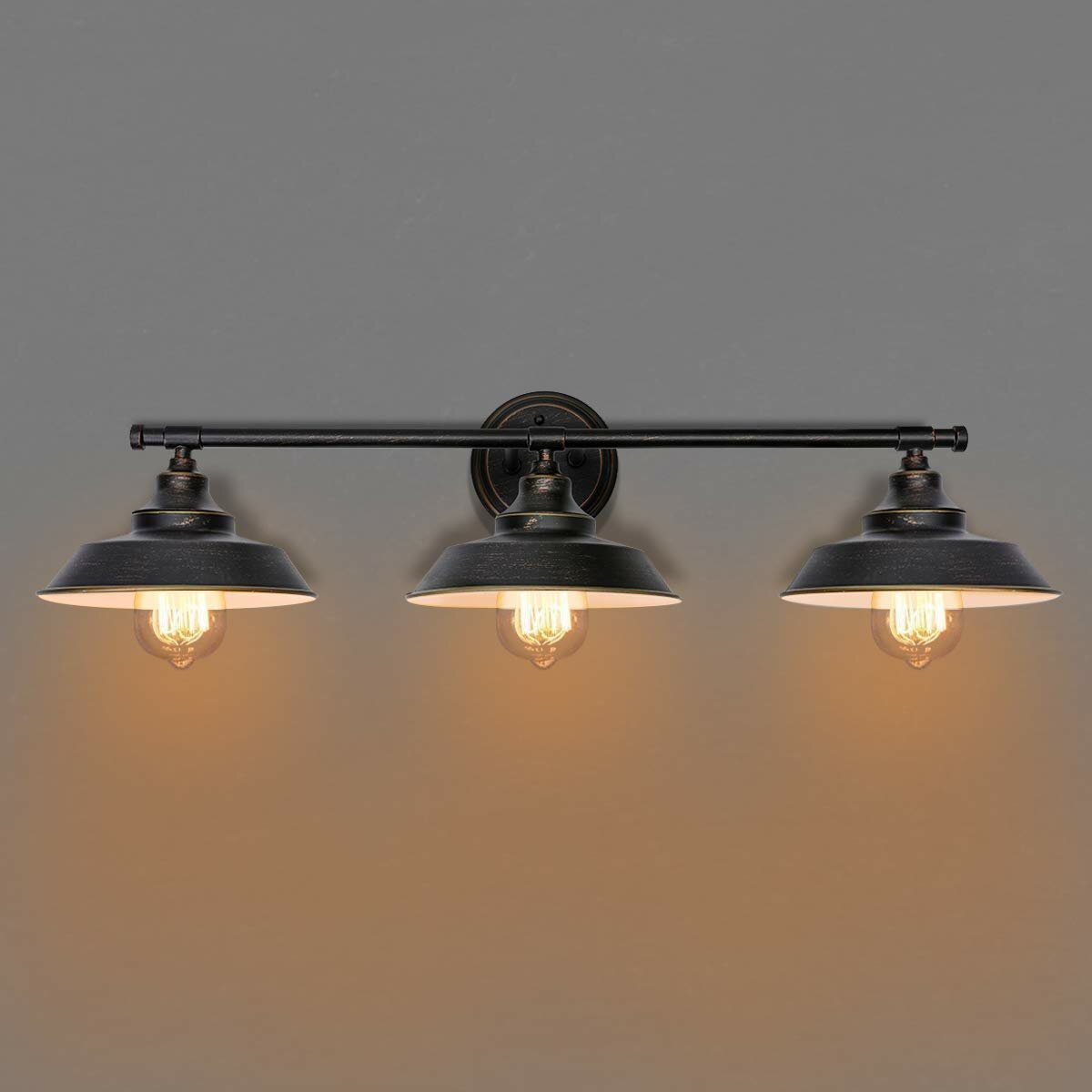 Loft Iron Sconces Indoor Modern Shade 3-head Wall Lamp Light