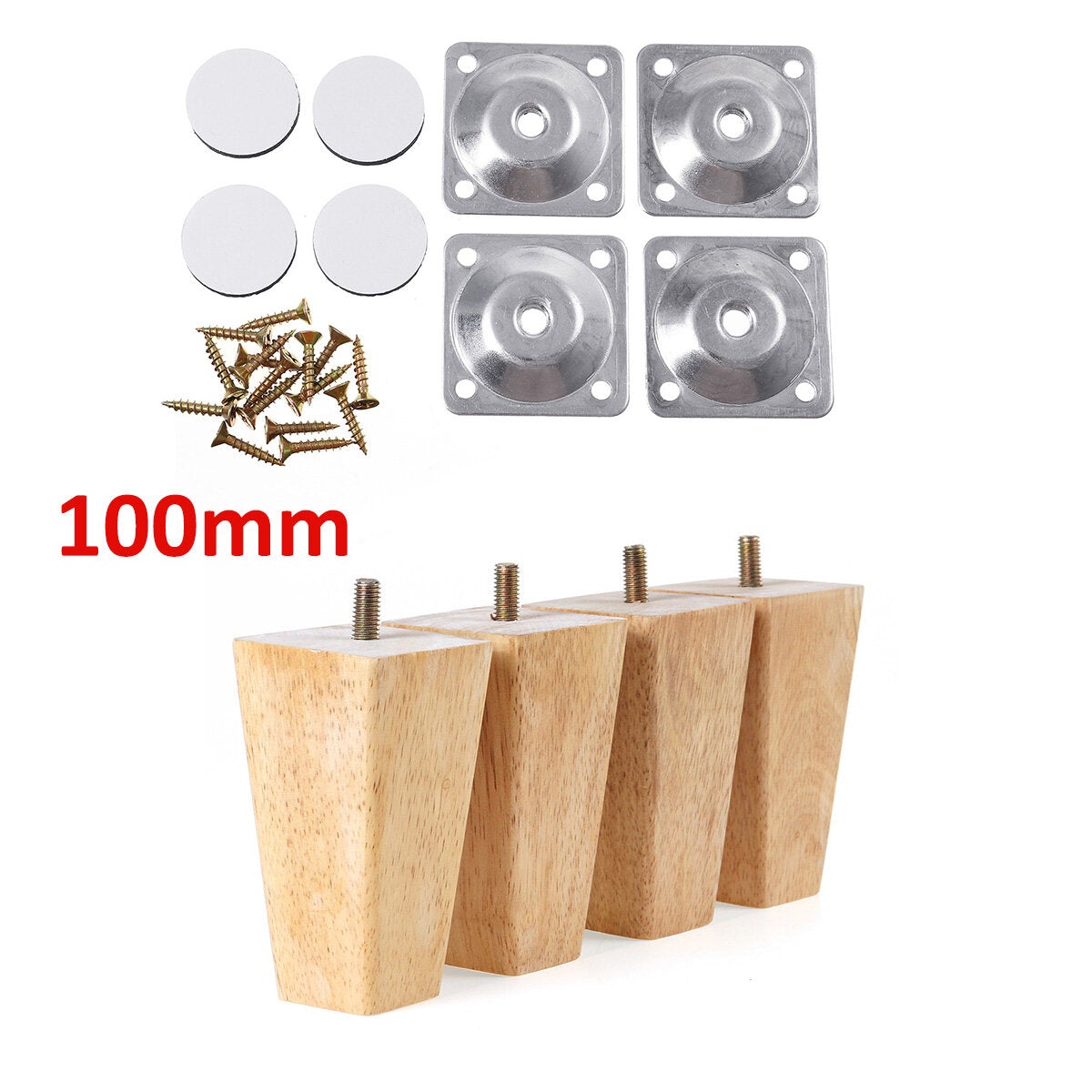 4pcs Square Inclined Wooden Furniture Feets Legs Set For Sofa Cabinets Table