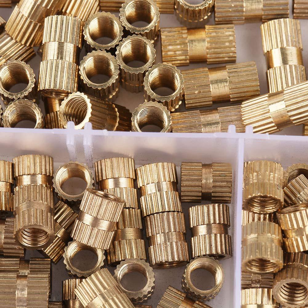 150Pcs M5 Brass Cylinder Knurled Threaded Round Insert Nuts Embedded Nut Assortment Kit