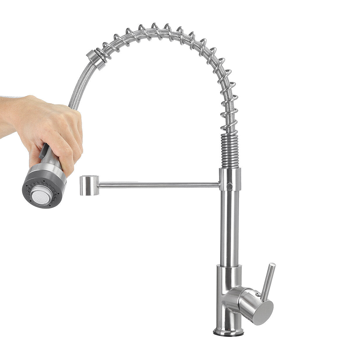 Stainless Steel Kitchen Pull-Down Spray Sink Faucet Pull Out LED Mixer Tap