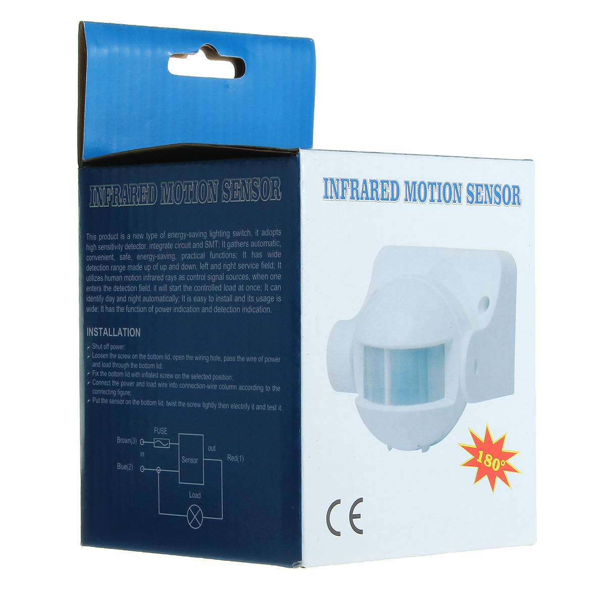 Security Infrared Motion Sensor Detector Movement Switch White,180 Degree