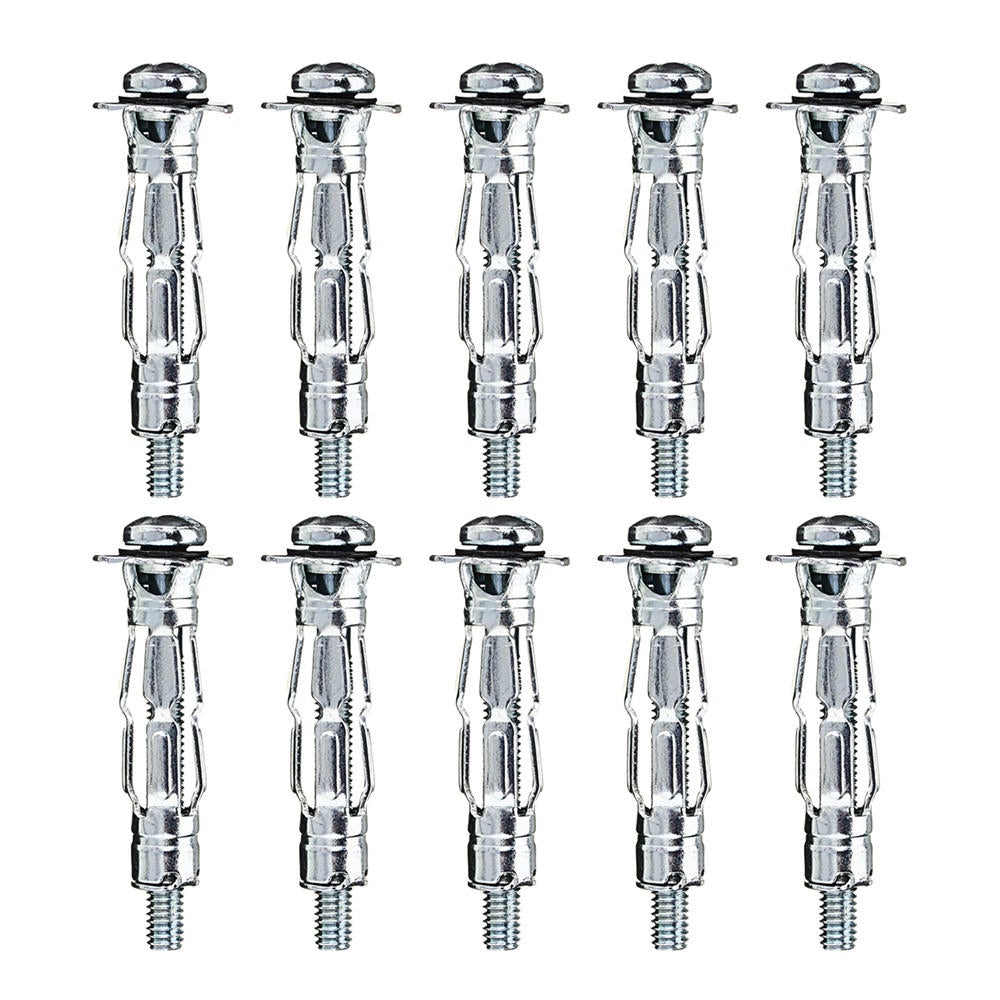 10pcs M4 x 32 Plasterboard Cavity Wall Anchor Heavy Duty Hollow Metal Plug Fixing Screw