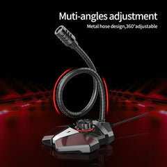 360 Degree Bending Professional Desktop Microphone With Stand for Gaming Singing Conference, Mobile USB