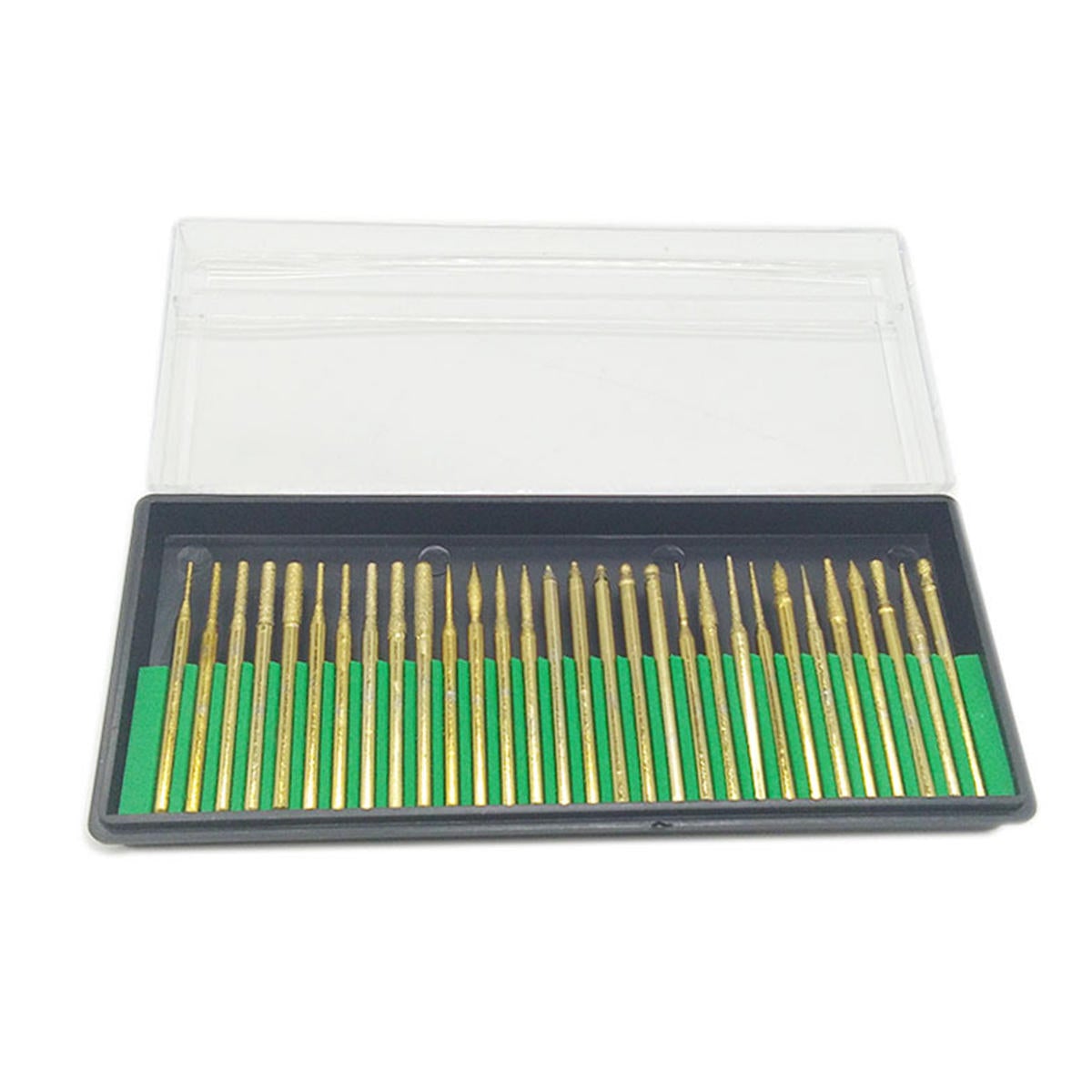 30pcs 3mm Titanium Diamond Grinding Head Grinder Drill Bit Abrasive Tool For Rotary Tool