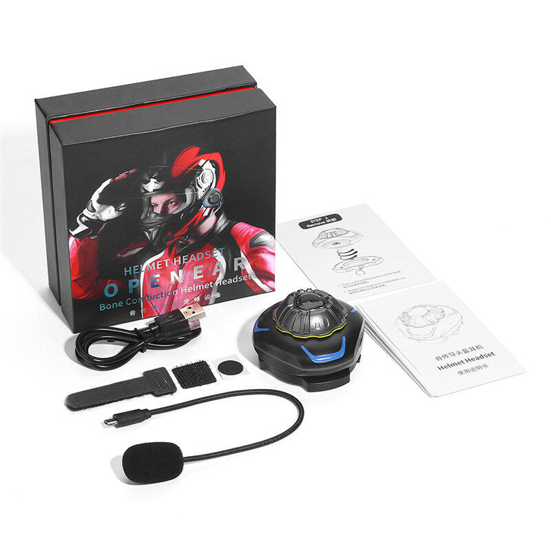 Bluetooth 5.0 Motorcycle Helmet Headphone Bone Conduction Headset Intercom Wireless Speaker Waterproof Stereo Handsfree Earphone