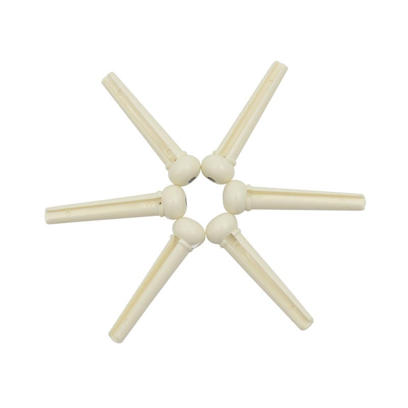 6pcs Cattle Bone Guitar Parts Endpin with Abalone Dot Bridge End Pins for Acoustic Guitar