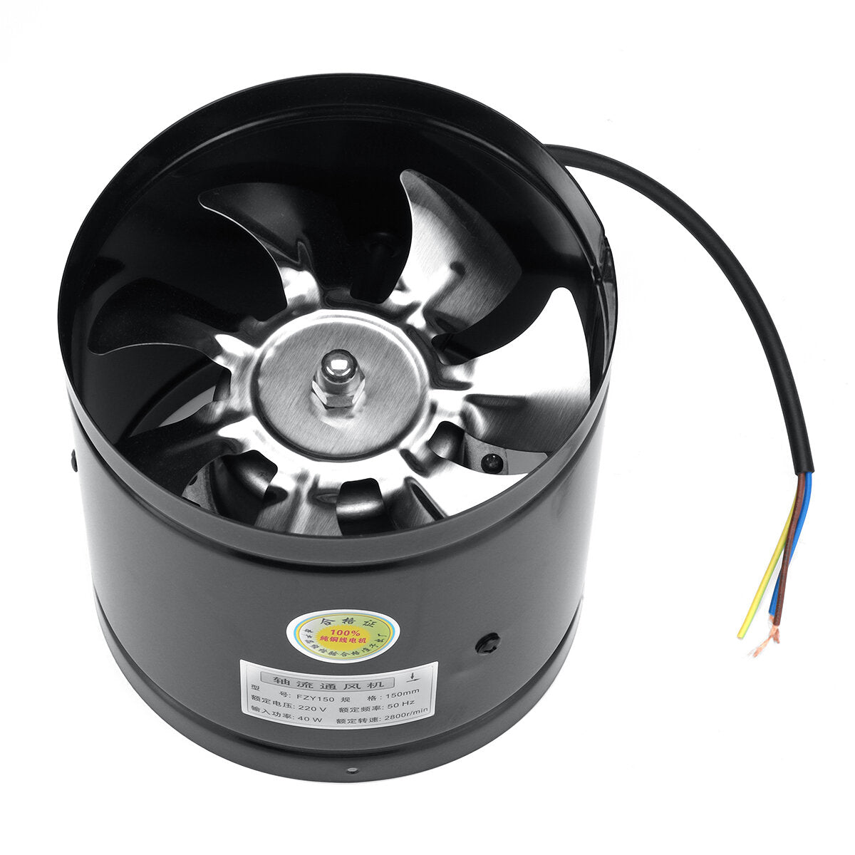 6'' Metal Inline Duct Booster Air Cooling Vent 7 Blades Exhaust Blower